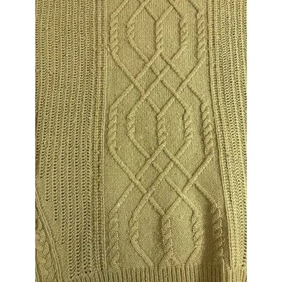 Banana Republic Todd Duncan Sweater Men Green Cable Knit Cashmere Pullover Large - Picture 5 of 8